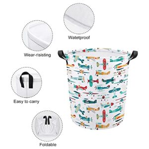 Laundry Hamper for Bedroom Bathroom Foldable Clothes Toy Organizer Bag Baby Laundry Basket Storage Airplanes Pattern Basket