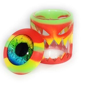 Singlenett Silicone Halloween Eye Glass Herb Jar (80ml) Leaf Stash Container with Air Tight and Smell Proof Seal (Red, Green, Yellow)