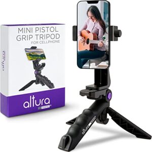altura photo tripod for iphone - phone stabilizer & cell phone tripod w/ergonomic stable grip - 360 degree rotating phone holder iphone tripod stand - stocking stuffers iphone tripod