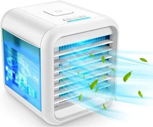 portable air conditioner fan, spray humidification, 3 in 1 air cooler | humidifier | purifier,with 3 speeds 7 colors led light for home office bedroom