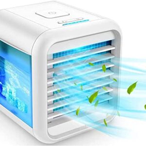 Portable Air Conditioner Fan, Spray humidification, 3 in 1 Air Cooler | Humidifier | Purifier,with 3 Speeds 7 Colors LED Light for Home Office Bedroom