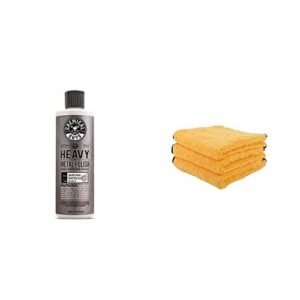 chemical guys spi_402_16 - heavy metal polish restorer and protectant (16 ounce) mic_506_03 professional grade premium microfiber towels, gold 16" x 16", pack of 3