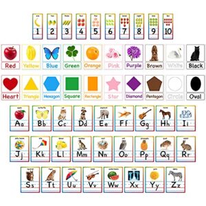 56 pieces alphabet and number bulletin board set educational bulletin board cards early learning colors shapes cards manuscript alphabet number posters for kindergarten classroom decorations