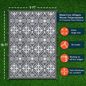 UrbanPatch RV Patio Mat | Camping Outdoor Rug Extra Large | 9x18' Thick Woven Reversible Mat | Washable Camper Carpet for Outside