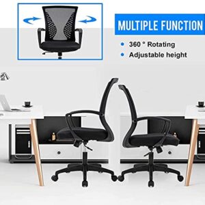 Warmm house Ergonomic Office Chair,Mid Back Mesh Swivel mputer Desk Chair,Adjustable mfortable Rolling Executive Task Work Chair with Lumbar Support Armrest for Home Office Bedroom(Black)