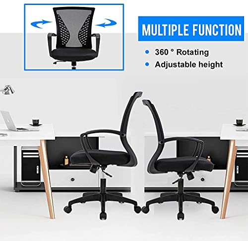 Warmm house Ergonomic Office Chair,Mid Back Mesh Swivel mputer Desk Chair,Adjustable mfortable Rolling Executive Task Work Chair with Lumbar Support Armrest for Home Office Bedroom(Black)