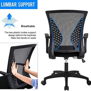 Warmm house Ergonomic Office Chair,Mid Back Mesh Swivel mputer Desk Chair,Adjustable mfortable Rolling Executive Task Work Chair with Lumbar Support Armrest for Home Office Bedroom(Black)