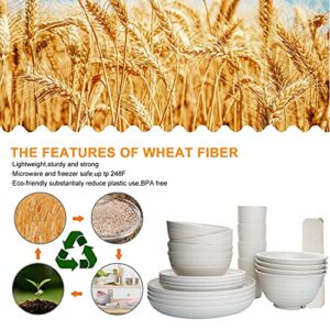 Wheat Straw Dinnerware Sets - Unbreakable Dinnerware Sets,Travel Camping Cutlery Set,Dishwasher Microwave Safe Dinnerware,Plates, Bowls, Cups, Cutlery | Dish Set for 4