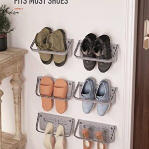 Baffect Hanging Shoe Organizer 4 pieces,Shoe Holder Foldable Wall Mounted Shoe Rack Hanging Shelf for Shoes Storage Rack Wall Shelf for Shoes (Gray)