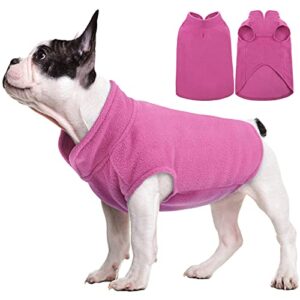 fuamey dog fleece vest,warm sweatshirt puppy stretchy sweater pullover dog turtleneck coat dog winter jacket with leash hole,doggie dachshund sweaters yorkie clothes for small medium dogs pink s
