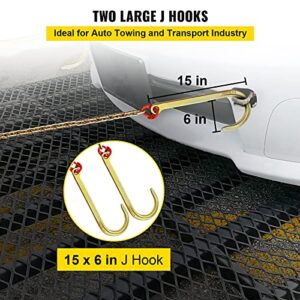 VEVOR J Hook Chain, 5/16 in x 10 ft Tow Chain Bridle, Grade 80 J Hook Transport Chain, 9260 Lbs Break Strength with JT Hook & Grab Hook, Tow Hooks for Trucks, Heavy Duty J Hook and Chain Shorteners