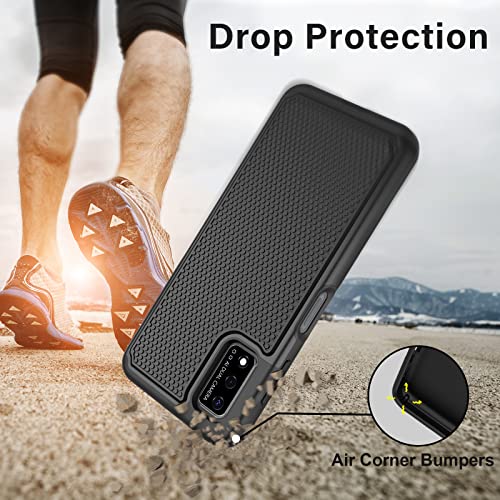 NTZW for T-Mobile Revvl V 4G Case: Drop Protective Military Grade Armor Case Cover | Sturdy Anti-Slip Grip & Shock-Proof Silicone TPU Bumper | Dual-Layer Heavy Duty Protection Case - Black