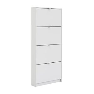 pemberly row modern 4 drawer shoe cabinet, 12-pair shoe rack storage organizer in white
