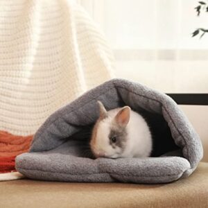 kathson Rabbit Cave Sleeping Bed Guinea Pig Hideout Cozy House Pet Soft Warm Fleece Winter Slipper Cushion Small Animal Nest Cage Accessories for Ferrets Squirrel Hamster Chinchilla Rat Hedgehog Bunny