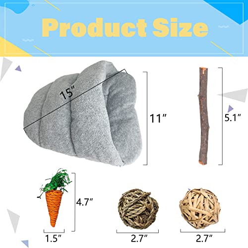 kathson Rabbit Cave Sleeping Bed Guinea Pig Hideout Cozy House Pet Soft Warm Fleece Winter Slipper Cushion Small Animal Nest Cage Accessories for Ferrets Squirrel Hamster Chinchilla Rat Hedgehog Bunny