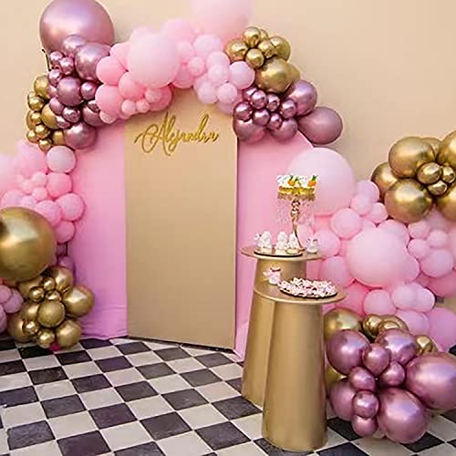 sherpaa Rose Red Pink Balloon Garland – Chrome Mauve Pink Gold Balloons,4D Foil Hot Pink Balloons for Wedding Birdal Shower Birthday Evening Party Decoration