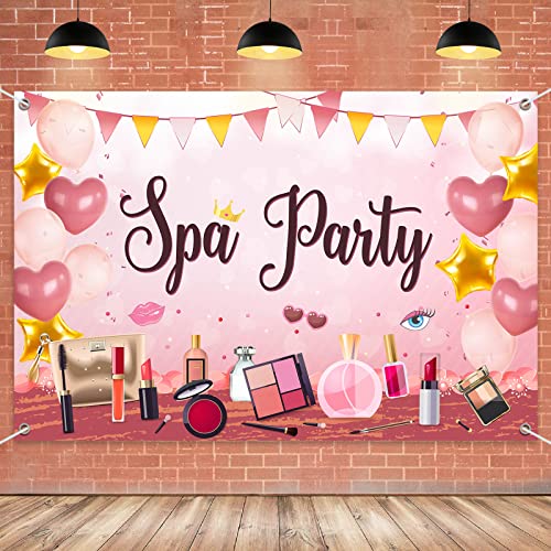 HAMIGAR 6x4ft Spa Party Banner Backdrop - Spa Birthday Decorations Party Supplies for Girls- Pink