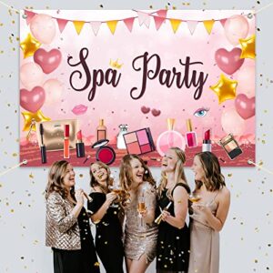 HAMIGAR 6x4ft Spa Party Banner Backdrop - Spa Birthday Decorations Party Supplies for Girls- Pink