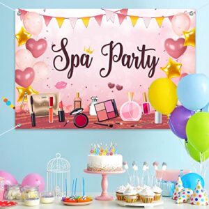 HAMIGAR 6x4ft Spa Party Banner Backdrop - Spa Birthday Decorations Party Supplies for Girls- Pink