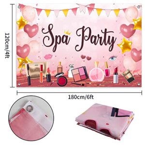 HAMIGAR 6x4ft Spa Party Banner Backdrop - Spa Birthday Decorations Party Supplies for Girls- Pink