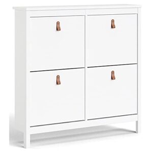 pemberly row modern-traditional style 4 drawer shoe cabinet, 16-pair shoe rack storage organizer in white