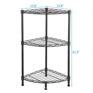 GBNIJ 3-Tier Corner Wire Shelving, for Kitchen, Living Room, Study Room