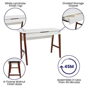 Flash Furniture Computer Desk - White Home Office Desk with Storage Drawer - 42" Long Writing Desk for Bedroom