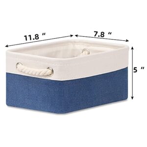 Bidtakay Baskets Set Fabric Storage Bins-Navy Blue Bundled Baskets of 3 Medium Baskets 15" X 11" X 9.5" + 6 Small Baskets 11.8" X 7.8" X 5" for Closet, Shelves