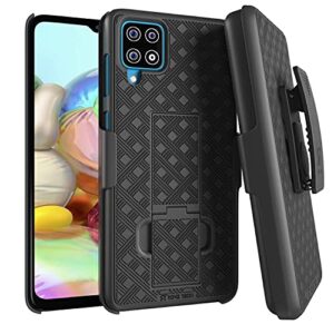 rome tech holster case with belt clip for samsung galaxy a42 5g - sm-a426b - slim heavy duty shell holster combo - rugged phone cover with kickstand compatible with galaxy a42 5g - black