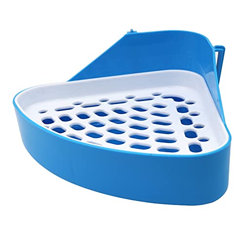 Rabbit Litter Box Pet Corner Litter Box Pet Potty Trainer Toilet for Small Animal Hamster Chinchilla Guinea Pig Cat Bunny Ferret (Blue)