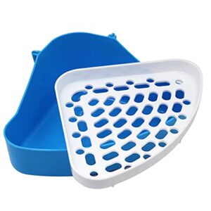 Rabbit Litter Box Pet Corner Litter Box Pet Potty Trainer Toilet for Small Animal Hamster Chinchilla Guinea Pig Cat Bunny Ferret (Blue)