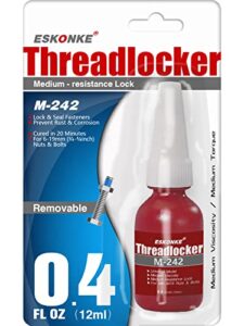 blue threadlocker m-242 medium strength removable 0.4 fl oz/12 ml nut & bolt locker lock tight & seal fasteners anaerobic curing metal glue