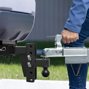 PLIOSAUR Adjustable Trailer Hitch，Adjustable Hitch 2 inch Receiver 8 inch Drop/Rise 2 5/16 Trailer Ball Drop Hitch 10000LBS Capacity with Pins