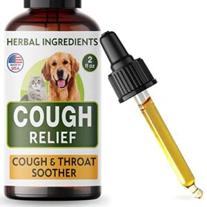 kennel cough herbal drops for dogs & cats - cough relief - throat soother - homeopathic respiratory support - dry, wet pet cough and cat asthma, sinus congestion treatment - made in us - 2 fl oz