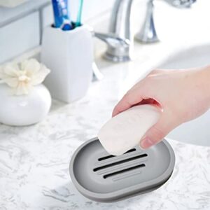 Sihuuu Soap Dish, Soap Saver Holder Soap Tray for Bathroom Shower Easy Cleaning, Dry, Stop Mushy Soap (Gray, Plastic)