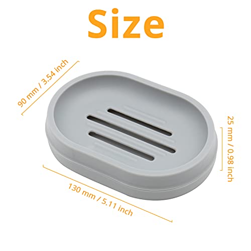 Sihuuu Soap Dish, Soap Saver Holder Soap Tray for Bathroom Shower Easy Cleaning, Dry, Stop Mushy Soap (Gray, Plastic)