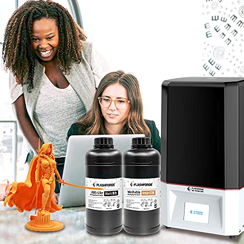 FLASHFORGE 3D Printer Resin, LCD UV-Fast-Curing Resin 405nm Standard Photopolymer Resin for LCD 3D Printing with High Precision Printing, Low Odor (ABS-Like-Grey, 1000g)