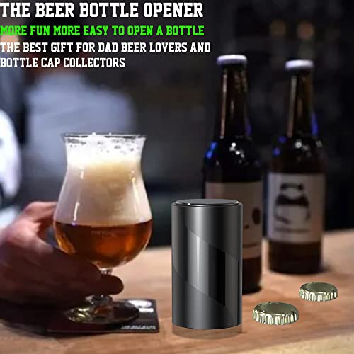 2 PACK Push Down-Pop Off Beer Bottle Opener with Magnetic Cap Catcher No Damage to Caps,Automatic Decapitator Beer/Soda Magnet Bottle Top Openers,One-Hand Easy/Funny Lid Open,Cool Bartender Tools