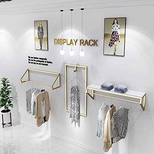 WFDERAN Modern Simple Clothing Store Heavy Duty Metal Display Stand,Wall-Mounted Garment Rack,Clothes Rod,Bathroom Hanging Clothes Towel (39" L)