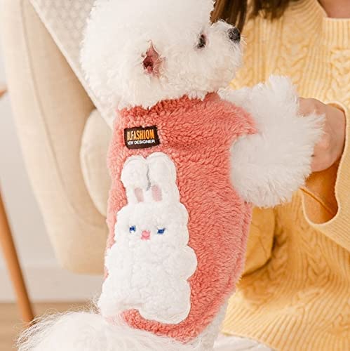 Loyanyy Plush Dog Coat Cute Bear Dog Cat Clothe Soft Warm Pet Vest Puppy Kitten Winter Sweater Fleece Dog Apparel for Cold Weather Pink Medium