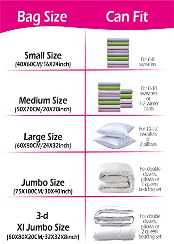 Winslow&Ross Large Space Saver Bags, Vacuum Storage Bags, Vacuum Seal Bags for Duvets Bedding Clothes Pillow Storage&Travel Use (6 Packs Large)