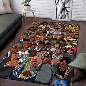 rappers hip hop music area rugs - rappers carpet non-slip play area - hip hop doormat bedroom bathroom living room rug music washable 3x5 4x6 rug - personalized area rug studio decor dining room music