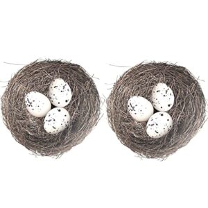 Hamiledyi Rattan Bird Nest Natural Handmade Parakeets Hut Cozy Resting Place Garden Yard Home Party Decor for Doves Canaries Finches Budgies