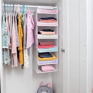 5-Shelf Weekly Clothes Organizer for Kids (33”) Weekday Clothes Organizer for Kids I School Clothes Organizer I Day of the Week Clothes Organizer for Kids I Monday through Friday Clothes Organizer