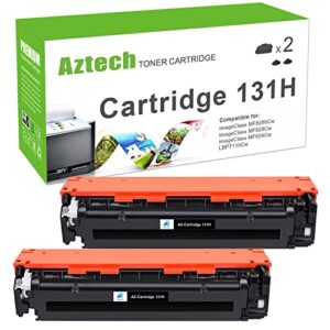 aztech compatible toner cartridge replacement for canon 131 131h crg131 crg-131 toner cartridge imageclass mf8280cw mf624cw mf628cw lbp7110cw printer ink (black, 2-pack)