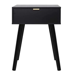 cloud space mid century modern nightstand, black end table with a storage drawer, versatile wood side table for bedroom, living room, lounge, stable and sturdy design