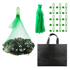 100pcs seafood boiling bags , 24 in mesh onion bags , crawfish bags boiling bags , reusable agricultural products nylon mesh bag , clam net bags , comes with a reusable black shopping bag (green)