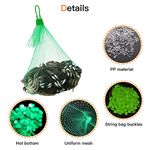 100Pcs Seafood Boiling Bags , 24 in Mesh Onion Bags , Crawfish Bags Boiling Bags , Reusable Agricultural Products Nylon Mesh Bag , Clam net Bags , Comes With a Reusable Black Shopping Bag (Green)