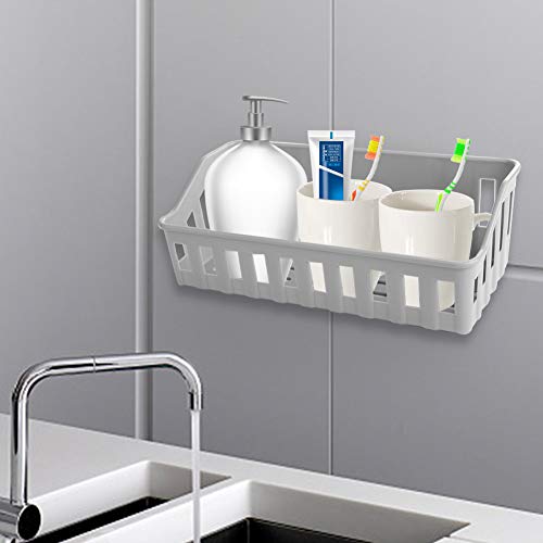 Durable Shower Shelf Basket Sucker Suction Storage Rack Free Hole Kitchen For Bathroom(grey)