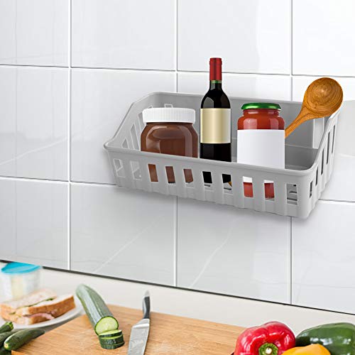 Durable Shower Shelf Basket Sucker Suction Storage Rack Free Hole Kitchen For Bathroom(grey)